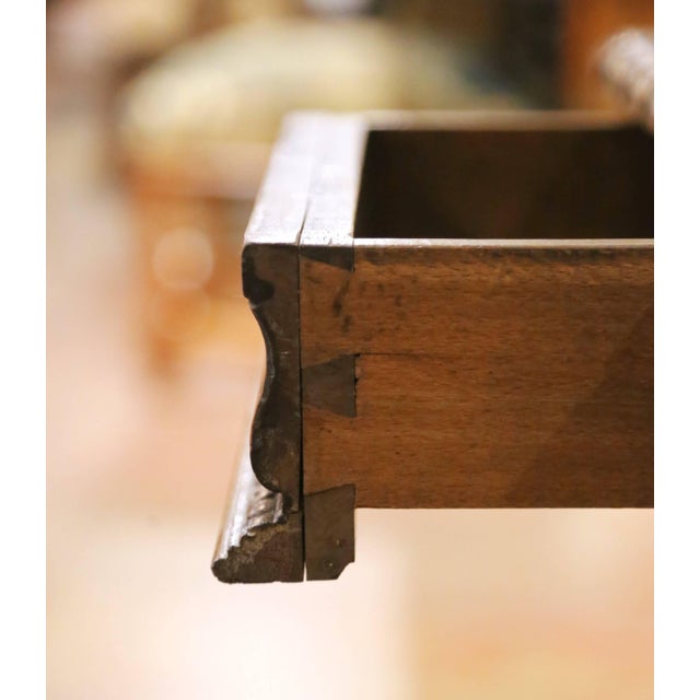 19th Century French Louis XIII Carved Walnut Side Table With Velvet Top For Sale - Image 10 of 15