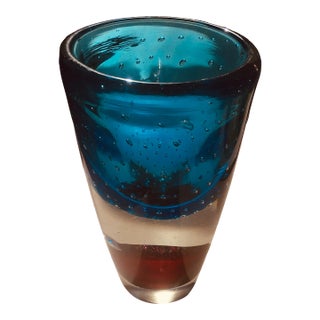 Seguso Sommerso Art Glass Vase Murano Italy 1960s Mid Century Modern For Sale