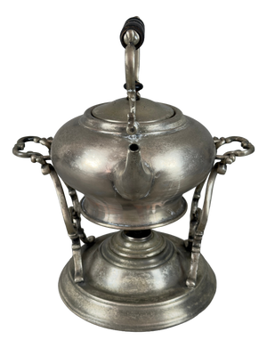 Vintage Tilting Teapot Samovar Food Warmer in Silver Metal