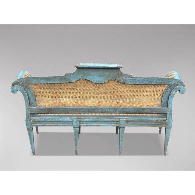 Louis XVI Painted Caned Bergère Sofa, 1880s For Sale - Image 6 of 14