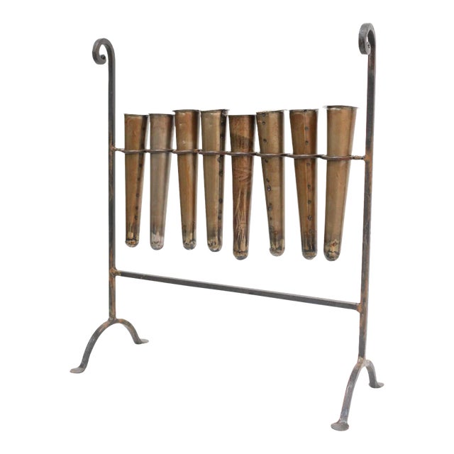 Tapered Metal Flower Vase With Iron Stand For Sale