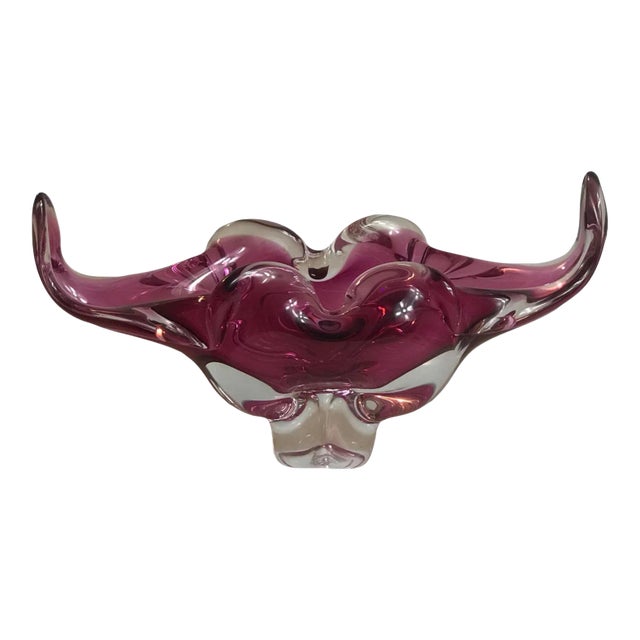 1960s Bohemian Art Glass Bowl Cranberry Czech Attributed to Chribska by Josef Hospodka For Sale