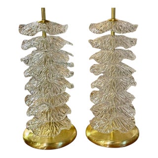 Pair of Murano Ruffle Disc Lamps For Sale