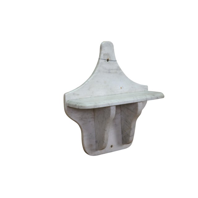 Victorian Antique Victorian White Carrara Marble Bathroom Wall Sconce Shelf 15" For Sale - Image 3 of 13