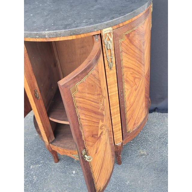 19th Century French Marble Top Cabinet Bar/Server Book Match Tulip Wood. For Sale - Image 9 of 18