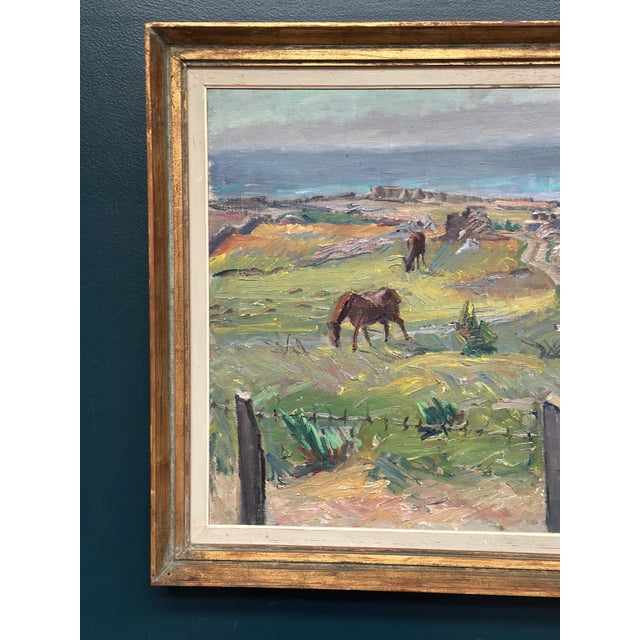 Mid-Century Modern Georg Lodström, Coastal Scene with Horses, 1947, Oil on Canvas For Sale - Image 3 of 18