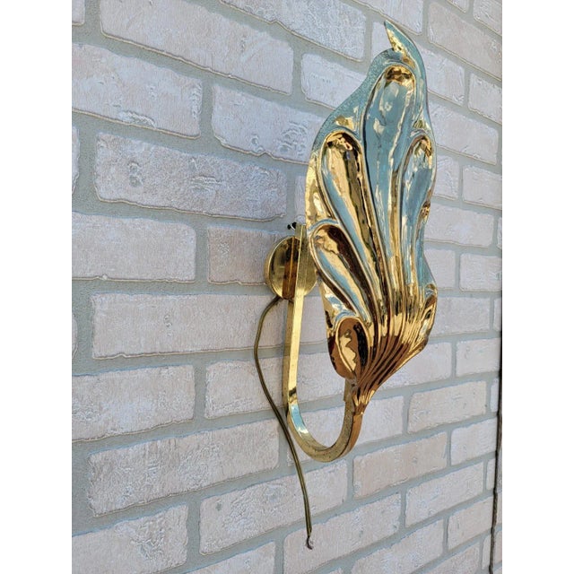 Vintage Mid Century Modern Italian Brass Single Leaf Wall Sconce by Carlo Giorgi & Tommaso Barbi for Bottega Gadda Tommaso...