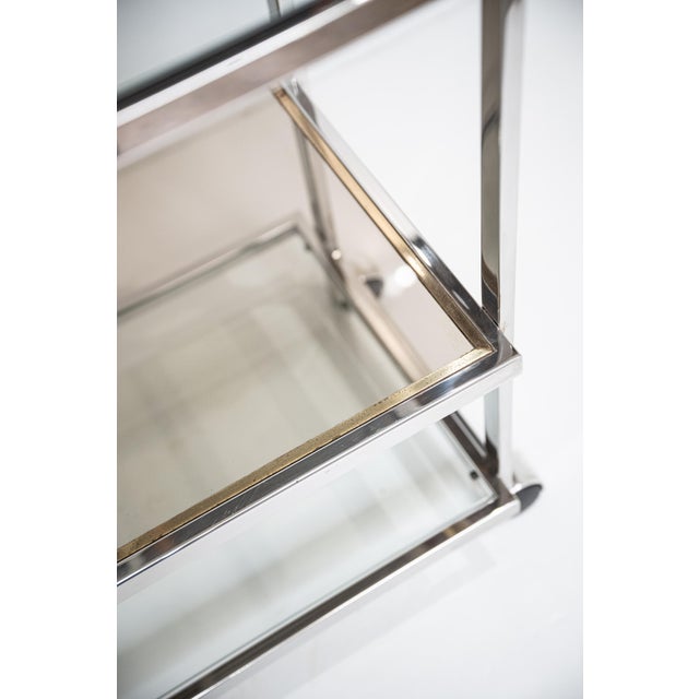 Italian Modern Drinks Cart or Bar Trolley of Chrome and Brass For Sale - Image 11 of 15