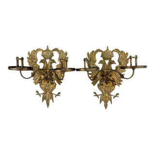 Continental Cast Brass Crowned Double-Headed Eagle & Dragon Candle Sconces — Pair, Attributed to the 19th Century For Sale