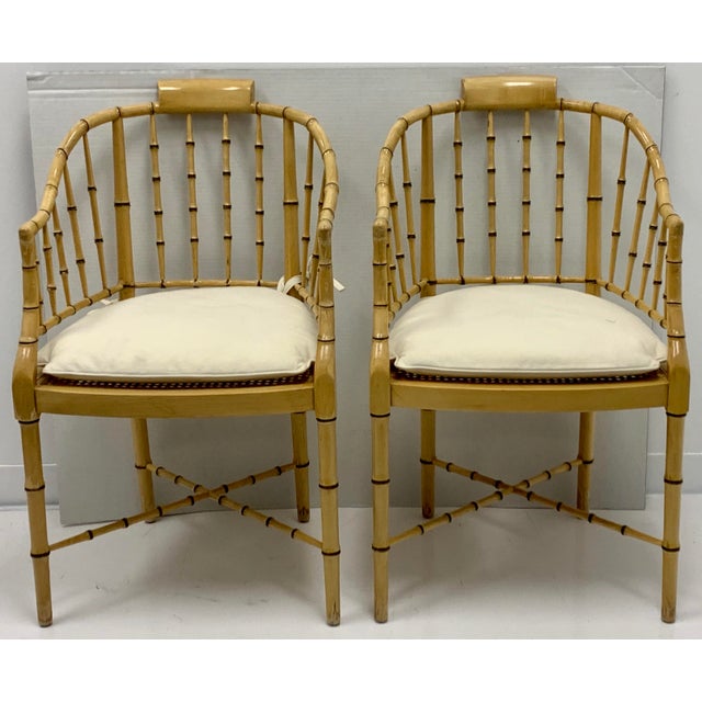 Pair of Faux Bamboo Chippendale Style Chairs by Baker Furniture Chairish