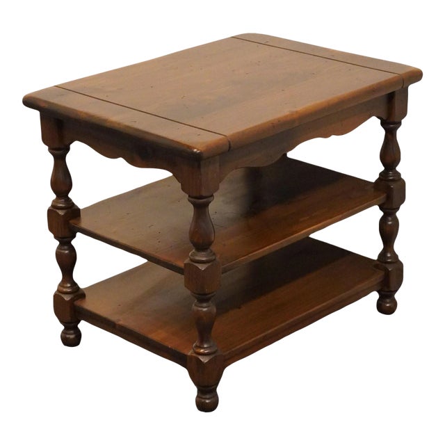 Ethan Allen Antiqued Pine Old Tavern 29x21" Tiered Accent End Table 12-8024 For Sale
