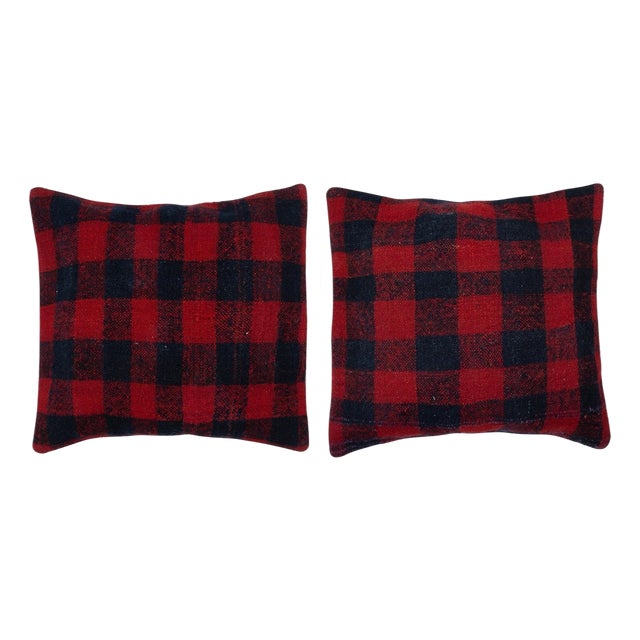 20"x20" SET OF 2 - Hand-Woven Kilim Cushion Covers. A pair of Lace Pillow Covers For Sale
