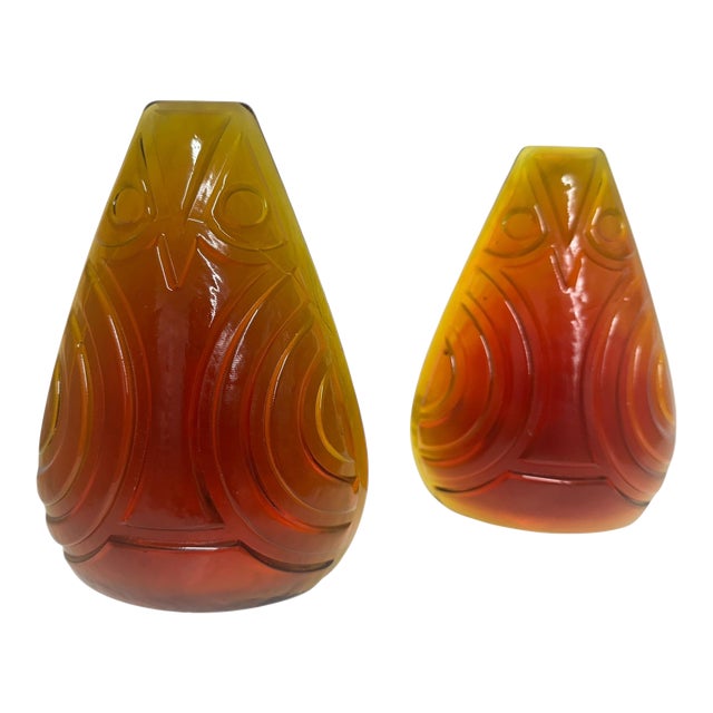 Don Pendleton for Blenko Tangerine Glass Bookends For Sale