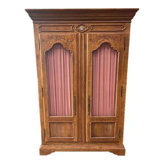 Carved Italian Armoire Bookcase Linen Cupboard For Sale