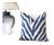 Thibaut Fabric’s Embroidered Zebra Pattern in Blue on a White Linen Ground With an Invisible Zipper Closure For Sale