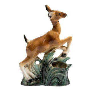 Mid Century Ceramic Deer Planter For Sale