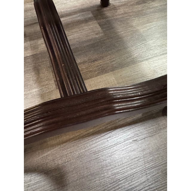 Set of 8 Designmaster “Strasbourg” French Carved Dining Chairs in Peacock Blue For Sale In Houston - Image 6 of 9