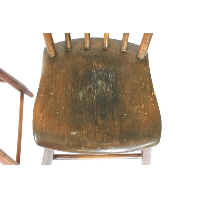 Wood Antique Spindle Back Chairs S/4 For Sale - Image 7 of 11
