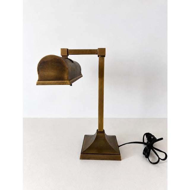 2010s Aged Brass Bankers or Library Lamp For Sale In Cincinnati - Image 6 of 18
