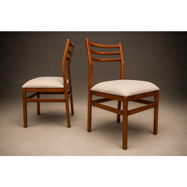 Mid-Century Modern Brazilian Modern Set of Eight Chairs in Caviuna Wood & Linen, Alexandre Rapoport, 1960s For Sale - Image 3 of 16