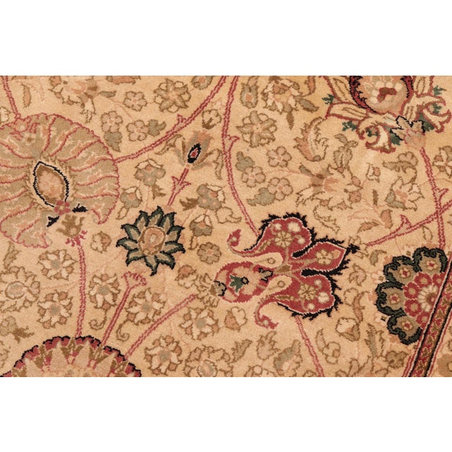 Shabby Chic 1990's Pak-Persian Beige/Black Wool Rug - 6'2'' X 9'4'' For Sale - Image 4 of 9
