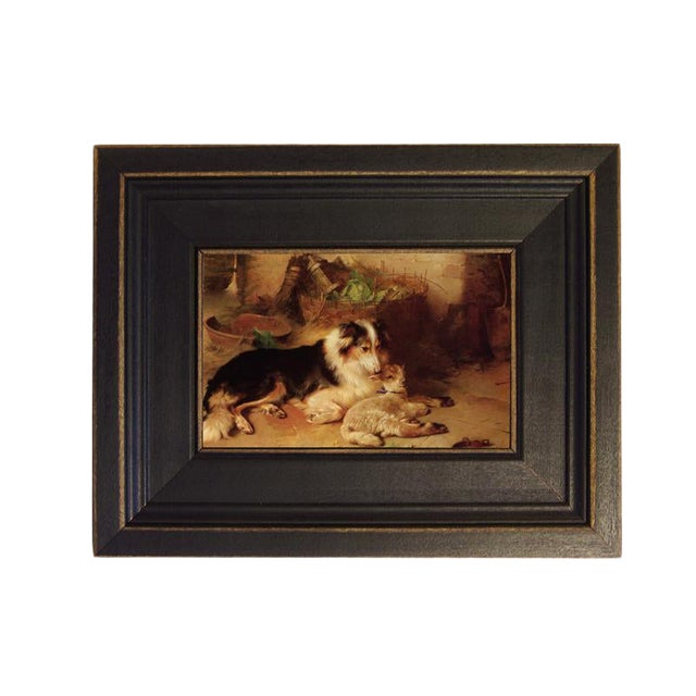 Motherless Lamb With Dog Painting Reproduction On Canvas In