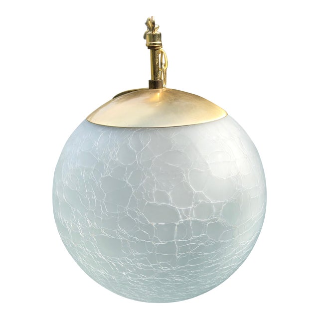 Vintage Moe Light Crackled Etched Glass Pendant Globe Light Chairish