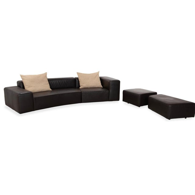 Quantum Leather Four-Seater Sofa with Ottoman from Ewald Schillig, Set of 3 For Sale - Image 5 of 18