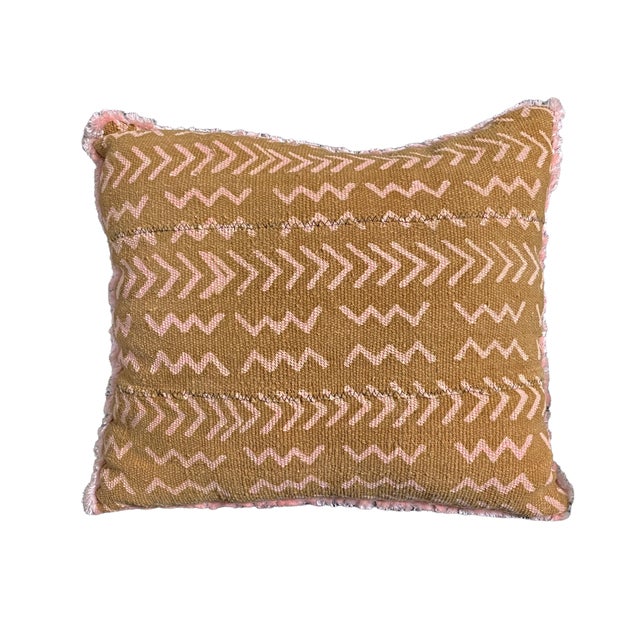 Vintage Brown & Pink Mud Cloth Pillow For Sale - Image 4 of 6