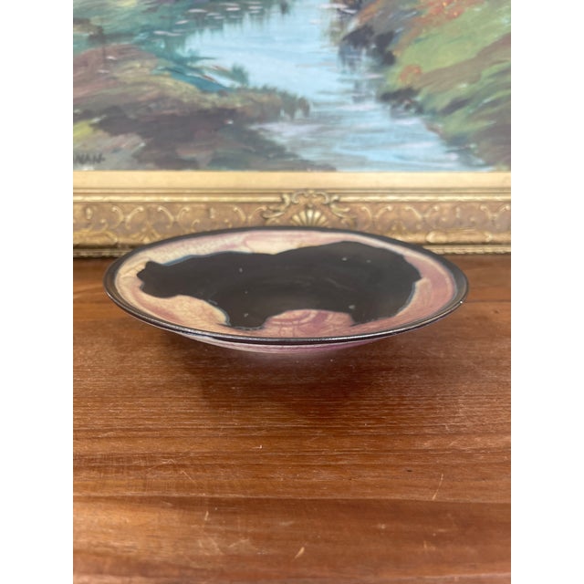 Signed Handcrafted Ceramic Bear Motif Art Plate For Sale - Image 4 of 8