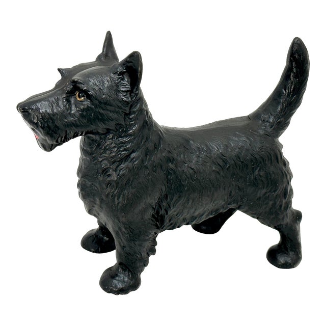 Very Nice Vintage Hubley Manufacturing Co. Cast Iron Standing Scottish Terrier - Scottie Dog Doorstop - Circa 1930s For Sale