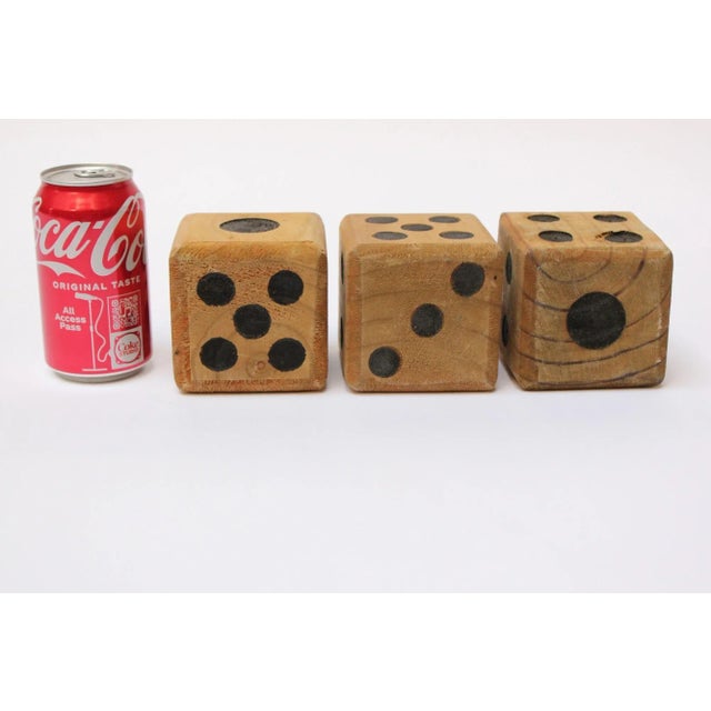Vintage Folk Art Oversized Wooden Dice- Set of 3 For Sale In New York - Image 6 of 13