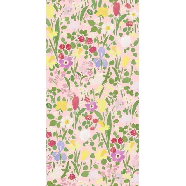 Sample - Large Scale, Daffodils Wallpaper by Paule Marrot in Pink For Sale