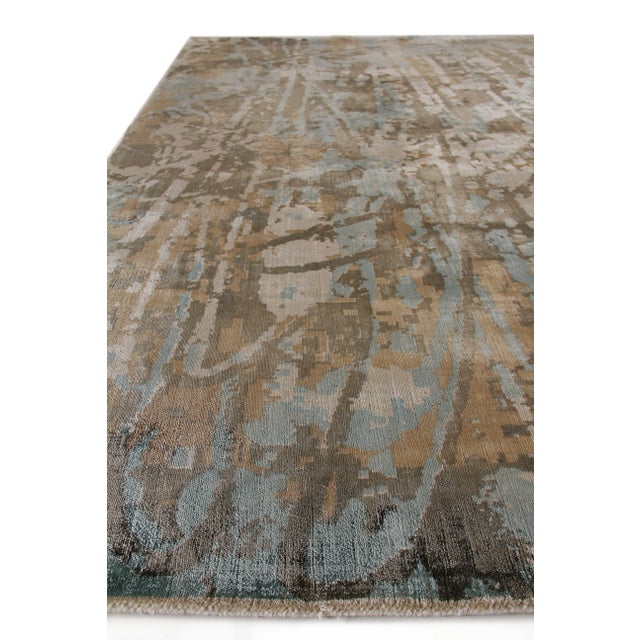 Bridgewater Handloom Bamboo Silk Blue/Brown Multi Rug - 10'x14' For Sale - Image 4 of 7