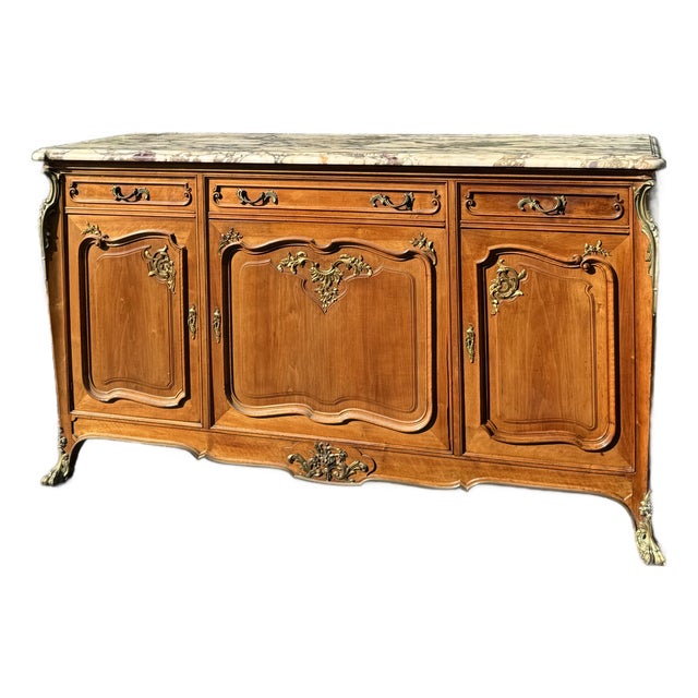 Antique French Haentges Frères Louis XV-Style Marble-Top Buffet | Paris, 19th Century For Sale