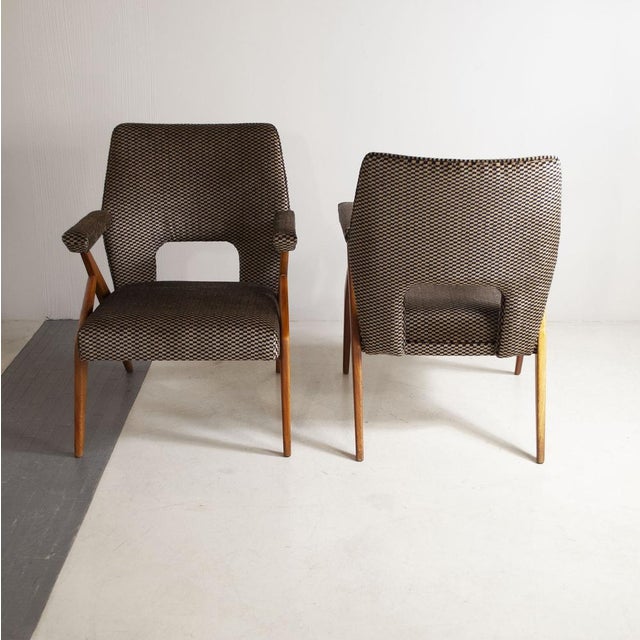 Armchairs with Wooden Structure & Velvet Upholstery by Antonio Gorgone, 1950s, Set of 3, in Good conditions. Designed 1950...