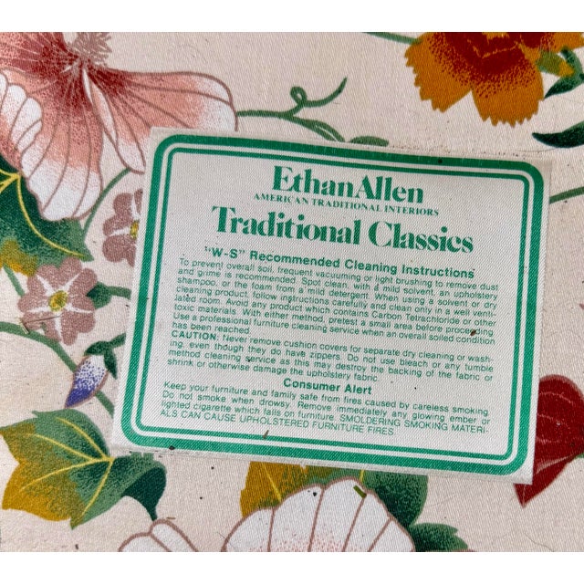 Mid 20th Century Ethan Allen Floral Upholstered Three-Seat Sofa For Sale - Image 12 of 12