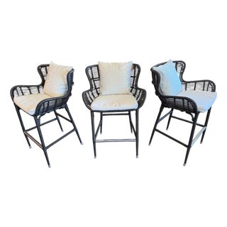 Palecek Palermo in/Outdoor Counter Stools, Set of Three For Sale
