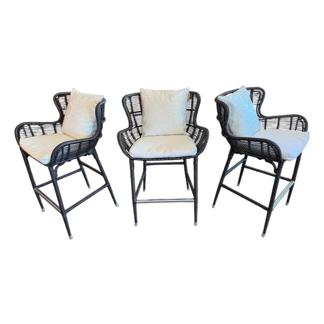 Palecek Palermo in/Outdoor Counter Stools, Set of Three For Sale