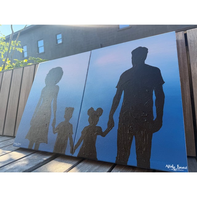 Her First Protector, Miniature Silhouette Painting, Acrylic on Canvas, Emmanuel Akolo, 2026 For Sale - Image 4 of 4