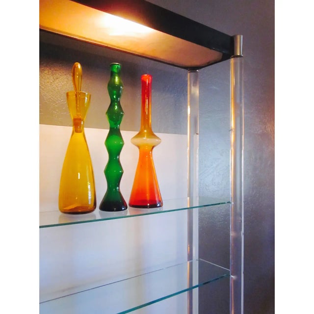 Wood Charles Hollis Jones Lucite Etagere Bookcase Shelving W Light For Sale - Image 7 of 11