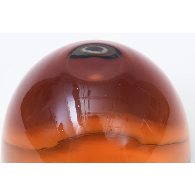 Amber Vintage Signed Murano Thick Walled Sommerso Glass Bowl Amber, Brown, Clear, 1960's For Sale - Image 8 of 10