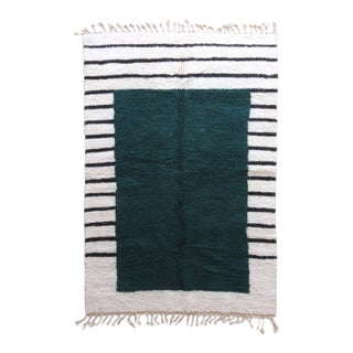 Green Contemporary Moroccan Wool Rug - 9.1 X 6 Ft For Sale