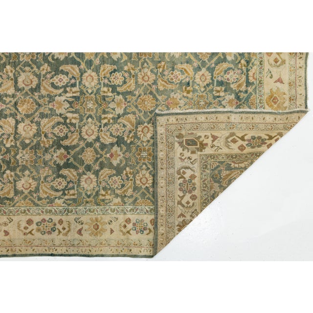 Transitional 6x9 Antique Agra Style Wool Rug in Muted Sage Green, Ochre, and Ivory For Sale - Image 3 of 11