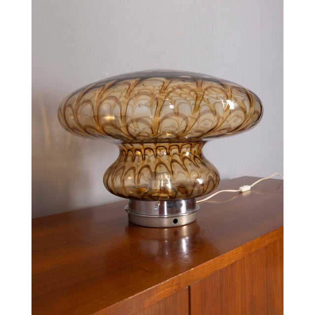 Vintage Italian Amber Murano Glass Table Lamp, 1970s For Sale - Image 6 of 10