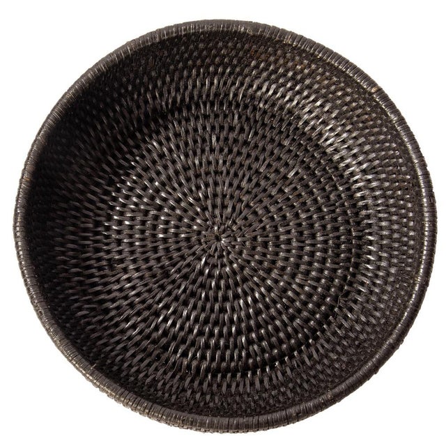 Boho Chic Artifacts Rattan Rattan Everything Bowl in Tudor Black - 10" For Sale - Image 3 of 7