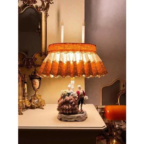 Vintage Victorian Dresden Porcelain Lamp, Germany For Sale - Image 3 of 11