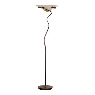 Italian Style Contemporary Steel and Glass Floor Lamp For Sale