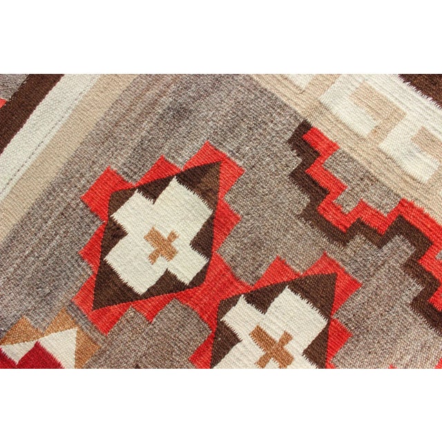 Antique Navajo Style Blanket With All Over Geometric in Gray, Red, Brown and Ivory For Sale - Image 10 of 11