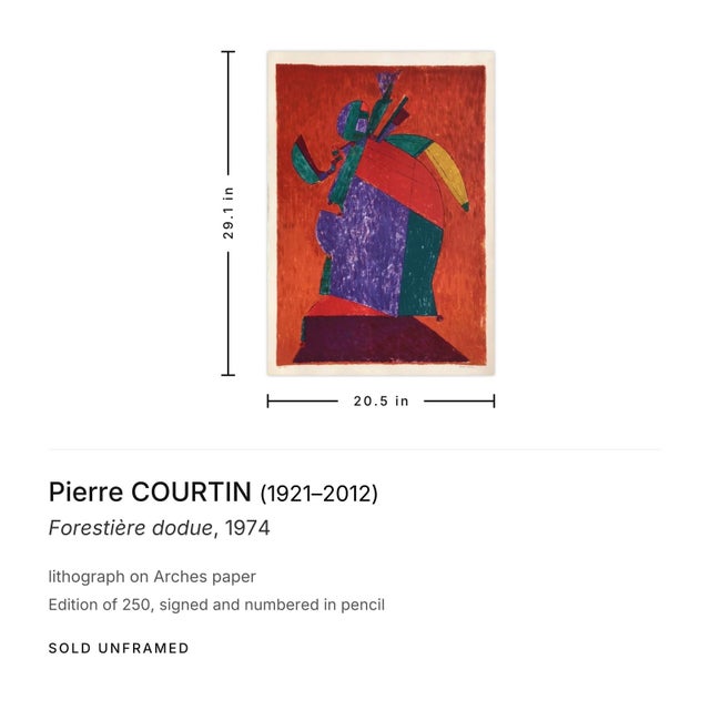 Surrealism 1974 Pierre Courtin Forestière Dodue Signed Lithograph For Sale - Image 3 of 3